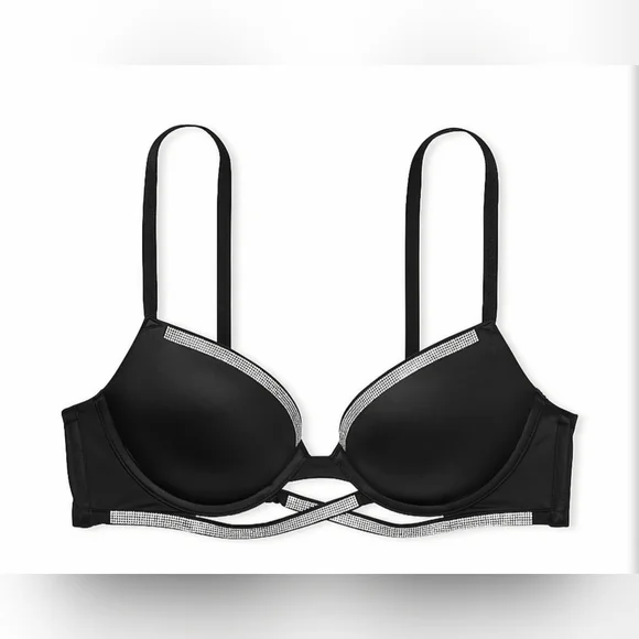 NWOT Victoria's Secret Very Sexy Shine Cradle Push-Up Bra Black Size 36C - Picture 3 of 9
